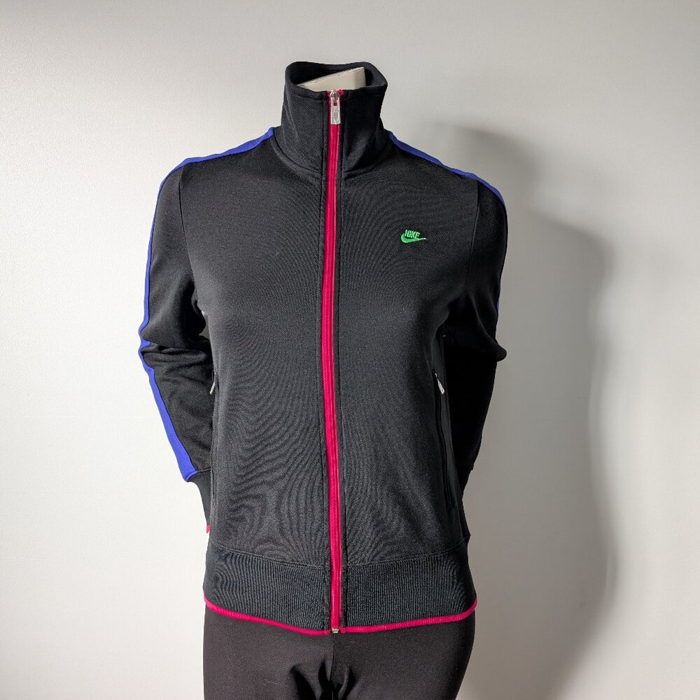 Nike - Sportwear - Black Zippered Athletic Jacket w/ Vibrant Accents - Size M